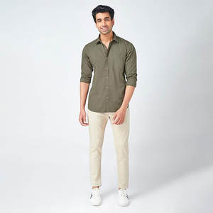 Camisa de vestir formal ajustada para hombre, tela Oxford personalizada con mangas completas, estilo de negocios transpirable antiarrugas para adolescentes - Product Image 3