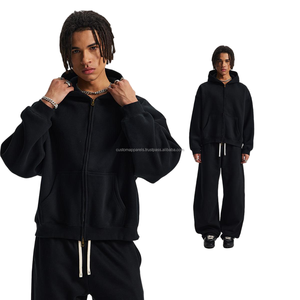 Custom Unisex Men's <b>Zip</b> <b>up</b> <b>Hoodie</b> Boxy Fit Hoodies Drop Shoulder Plain <b>Cropped</b> Embroidered logo Blank Luxury Zipper <b>Hoodie</b> - Product Image 5