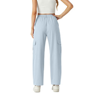 Pantalones de mezclilla de algodón transpirables de cintura alta clásicos con bolsillos y pierna ancha para mujer 2026 - Product Image 3