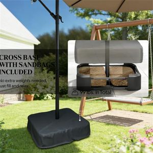 Ombrellone da Esterno Color Tan con Base per Terrazza e Cortile, Design Elegante per Uso Domestico - Product Image 3