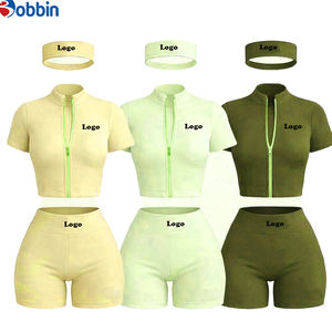 Conjuntos Deportivos de Verano para Mujer, Ropa Urbana Personalizada, Chaqueta de Manga Corta con Cierre y Pantalones Cortos, Conjunto de 3 Piezas, Tendencia en Ventas - Product Image 3