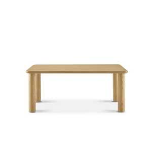 Mesa de Comedor Moderna de Roble con Patas de Pedestal Circulares Negras con Recortes Únicos, Mesa de Conferencia Rectangular Grande de Madera para Oficina en Casa - Product Image 3