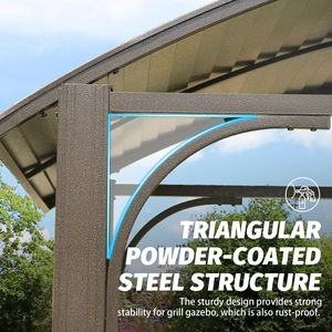 8x5FT Arc <b>Roof</b> Outdoor Grill <b>Canopy</b> Double Galvanized Steel <b>Roof</b> 2 Side Shelves BBQ Gazebo Grill Tent Patented Product Category - Product Image 4