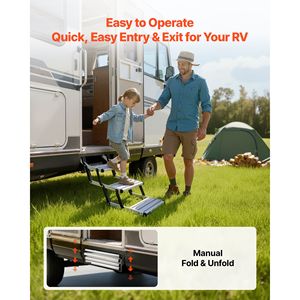 Scala a 3 Gradini per Camper, Capacità di Carico 440 Libbre, Retrattile Manuale Telescopica in Lega di Alluminio, Accessori Esterni per Camper - Product Image 2