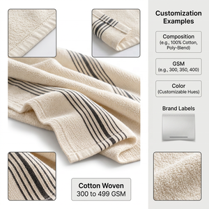 Serviette de bain en coton rayée 300 à 499 GSM, tissu tissé, couleurs personnalisées, marque privée pour les détaillants - Product Image 4