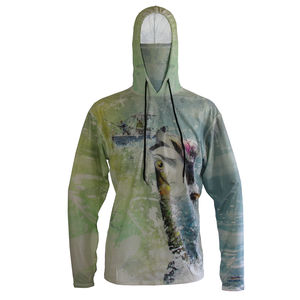 Hoodie de pêche personnalisable OEM pour homme, léger, en Spandex/Polyester, imperméable, grande taille, imprimé, séchage rapide, respirant, faible MOQ - Product Image 4