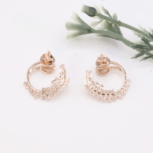 Pendientes de Oro Rosa con Diseño de Espiral Redonda, Diamantes Cultivados en Laboratorio, Círculo Abierto con Cinta, Joyería Fina para Mujer, Regalo Ideal - Product Image 3