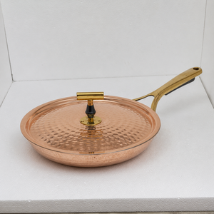 100% Pure Hammered Copper Frying <b>Pan</b> with Lid, Non Stick Copper Skillet, Handmade Chef Cookware, Induction Compatible Kitchen - Product Image 2