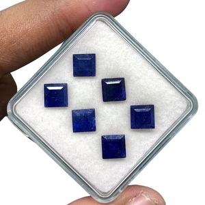 6 piezas de zafiro azul natural de 6x6 mm, piedras preciosas sueltas de corte cuadrado, piedras de zafiro azul intenso para la fabricación de joyas, lote al por mayor. - Product Image 6