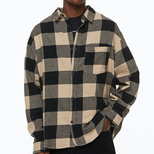Chemises en flanelle à carreaux noirs et unis pour hommes, du XS au 5XL, par Crystal Streetwear Clothing Manufacturer - Product Image 1