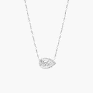 East-West Bezel Solitaire Pendant <b>Necklace</b> With 1.5 CTW Pear Shaped Lab-Grown Diamond in Yellow Gold - Product Image 5
