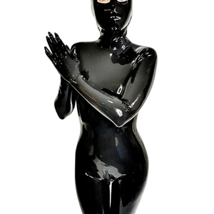 Mono negro sin mangas para mujer, de cintura alta, largo completo, elástico, ajustado al cuerpo, estilo clubwear, sexy, tipo skinny - Product Image 3