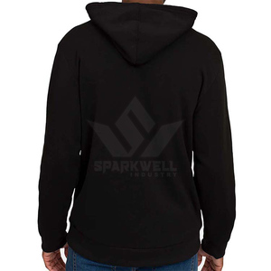 Sudadera con Capucha Negra Extra Grande para Hombre, Manga Raglán, Felpa, Color Sólido, Informal, para Otoño - Product Image 3