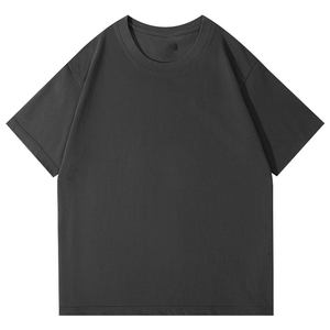 T-shirt à manches courtes en coton pur, poids lourd, couleur unie, grande taille, tricoté, 230g, avec logo personnalisé OEM. - Product Image 4