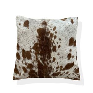 Square Cowhide Foam Filled Eco-Friendly Anti-Bacteria Pillow 20x20in Brown White Pattern Home Decor - Product Image 4