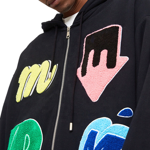 Custom Oversized Hooded Heavyweight Zip Hoodie High Quality Fleece Chenille Custom Logo Embroidery Patch Men Eco-Friendly Hoodie - Product Image 2
