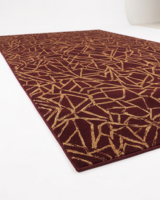 Tapis géométrique abstrait DECORDEC Bourgogne Or, motif treillis botanique entrelacé, 100% laine de Nouvelle-Zélande, tufté à la main, luxe