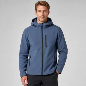 Chaqueta de Trabajo Impermeable Azul de Poliéster Softshell con Capucha y Cremallera, Ligera, Cortavientos, para Exteriores, Certificada CE para Hombre - Product Image 1