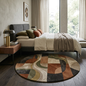 Luxury <b>Round</b> Area Rug Modern Abstract Geometric Wool <b>Carpet</b> Hand Tufted Designer Floor Rug Custom Size Luxury Home Villa - Product Image 2