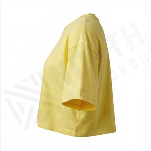 เสื้อยืดครอปผู้หญิงไซส์ใหญ่ ผ้าคอตตอนผสมโพลีเอสเตอร์ แห้งเร็ว เนื้อผ้าซาตินสำหรับฤดูใบไม้ร่วง ระบายอากาศได้ดี สีสันปรับแต่งได้ - Product Image 3