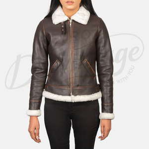 Women High Quality Shearling <b>Leather</b> Real Cow Skin <b>Leather</b> Motorcycle Style <b>Leather</b> <b>Jacket</b> For Women Custom Women <b>Leather</b> <b>Jacket</b> - Product Image 3