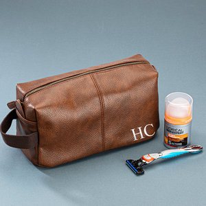 Custom Easy Clean Genuine Leather <b>Toiletry</b> <b>Bag</b> Vintage Travel Dopp Kit <b>Men</b> Waterproof Shaving Cosmetic Case LYG-0184 - Product Image 4