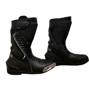 Chaussures de moto Shenra à embout d'acier, en cuir véritable, avec fermeture éclair, semelle antidérapante, maille respirante, hauteur genou, durables pour la ville - Product Image 1