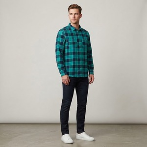 Camisa de Franela a Cuadros para Hombre, Manga Larga, Cuello Camisero, 100% Algodón, Estilo Casual para Otoño - Product Image 6