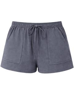 Charcoal Grey <b>Women</b> Lounge Set Short Sleeve TShirt Shorts Casual Summer Pajama Set Soft Breathable Cotton Blend Two Piece Outfit - Product Image 4
