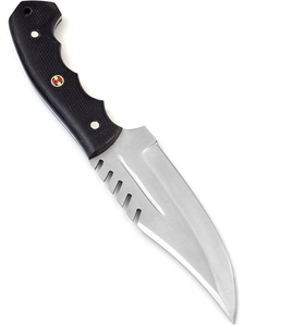 Couteau de survie artisanal en acier inoxydable pour le camping et la chasse, avec manche en bois, lame droite et étui en cuir fin - Product Image 3