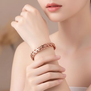 Luxury Rose Gold Chain <b>Bracelet</b> Handmade <b>Metal</b> Jewelry Exquisite Design for Men Women - Product Image 3