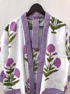 Bata Kimono de Algodón con Estampado de Bloques de Animales, Estilo Japonés, Ropa de Estar por Casa de Verano con Tela Suave y Transpirable, Cierre con Cordón, Unisex - Product Image 5