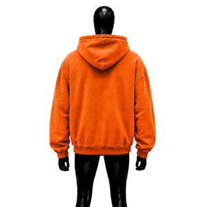 Sweat à capuche zippé vintage orange vieilli avec broderie graphique « Feel Lost But Im Back », coupe oversize, effet délavé, style streetwear - Product Image 2