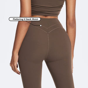 Conjuntos de Yoga Personalizados OEM, Sujetador Deportivo Sin Tirantes de Nailon Elástico Suave, Leggings de Yoga Acampanados con Efecto Levanta Glúteos, 2 Piezas de Cintura Alta - Product Image 6