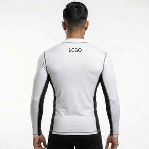 T-shirt de compression à manches longues pour homme, personnalisé OEM, UPF50, respirant, séchage rapide, pour la gym, le fitness, la protection anti-UV, sous-vêtement athlétique moulant - Product Image 2