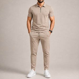 Conjunto Deportivo de Verano de Alta Calidad con Estampado Personalizado, Secado Rápido, Transpirable, Ligero, con Cierre de Cremallera, Pantalones Jogger y Polo de 2 Piezas - Product Image 3