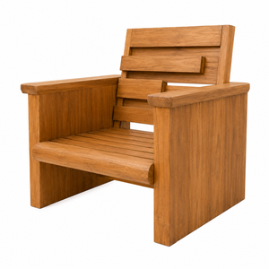 Silla de Jardín Escandinava de Madera de Teca Sólida con Forma Cuadrada Redondeada, Cómoda, con Seis Patas de Apoyo, Base Hexagonal Abierta, Impermeable, para Parque - Product Image 3