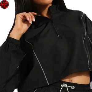 Conjunto Deportivo de 2 Piezas para Mujer, Chaqueta Cortavientos con Logotipo Personalizado, Cremallera Delantera, Pantalones Deportivos con Cordón, Traje de Entrenamiento de Nailon para Damas - Product Image 5