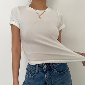 Camisetas Cortas Personalizadas OEM para Mujer, Camisetas Blancas de Verano para Mujer, Camisetas Cortas de Algodón Y2K para Mujer, Camisetas Cortas Blancas para Chica - Product Image 1