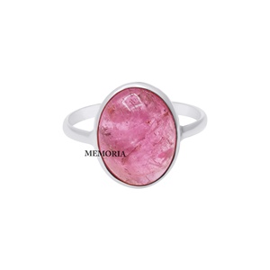 Bague en tourmaline rose naturelle taille ovale, or jaune massif 18 carats, bijoux fins faits à la main pour femme, prix de gros - Product Image 3