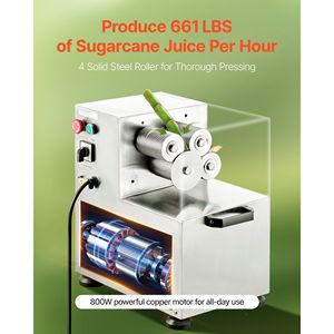 Commercial 800W Electric <b>Sugarcane</b> <b>Juicer</b> Machine 661LBS/H High Output 4 Stainless Steel Rollers High Quality Juice Extractor - Product Image 2