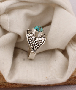 Vintage Blue Copper <b>Turquoise</b> <b>Ring</b> 925 Sterling Silver Antique Style Victorian Design Blue Gemstone <b>Ring</b> for Women Artisan - Product Image 5