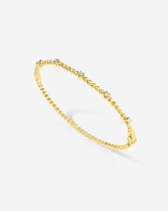 Custom Ball Bead Bezel Set Lab Grown Diamond <b>Bracelets</b> Dainty <b>Cuff</b> Minimalist Stacking Jewelry Bangle for Women's 14K Solid Gold - Product Image 3