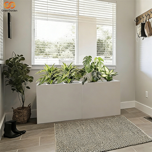 Pots de fleurs rectangulaires modernes en acier pour extérieur, finition peinte noir/blanc, pour jardin, pépinière et intérieur - Product Image 2