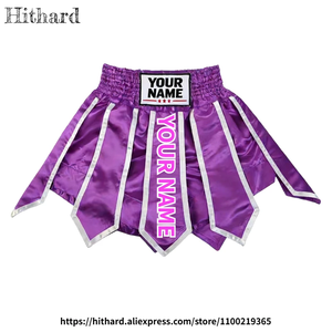 Pantalones cortos de muay thai Fluory Boxing, azules y rojos con estrellas, personalizados. - Product Image 5