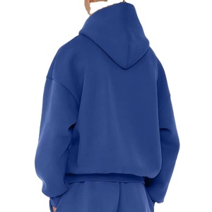 เสื้อผ้าแนวสตรีทมีฮู้ดสำหรับผู้ชายสีดำโอเวอร์ไซส์ผ้าฝ้าย400 GSM - Product Image 6