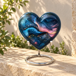 Hermosa montaña oro Árbol de la vida corazón cremación urna para adultos para cenizas humanas gran urna conmemorativa con soporte y bolsa de terciopelo gratis - Product Image 5