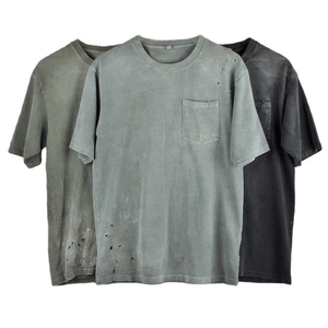 Camiseta Personalizada Estilo Streetwear, Diseño Sólido con Logotipo Desgastado, Corte Regular, 100% Algodón, Diseño Ajustado para Hombre, Alta Calidad, Antiarrugas - Product Image 1