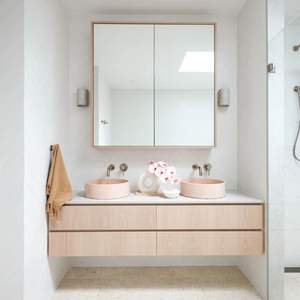 Mueble de Baño Moderno de Pared con Espejo LED, Diseño Europeo Personalizado JY Project, Estructura de Madera Contrachapada MDF, Lavabo de Melamina - Product Image 2