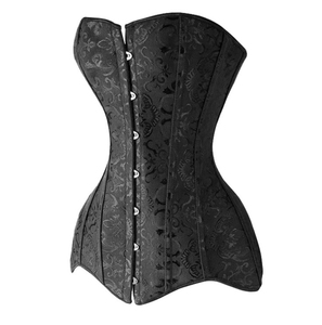 Corsé de satén ecológico de control firme para mujer, bustier floral adelgazante de cintura alta para torso largo, talla grande, negro, para dropshipping - Product Image 5